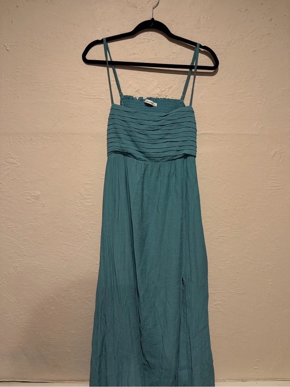Abercrombie & Fitch Teal Pleated Bodice Maxi Dress